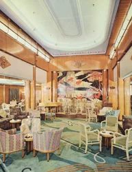 El gran salón, a bordo del RMS Mauretania