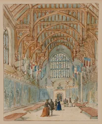 The Great Hall, Hampton Court Palace, c.1860-70 (acuarela sobre papel)