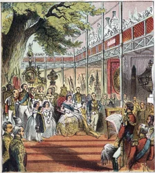 La Gran Exposición de Londres en Hyde Park en 1851. Gran Exposición de 1851. En 1851 se construyó en Hyde Park un palacio de cristal para exhibir numerosos objetos de diferentes naciones de todo el mundo