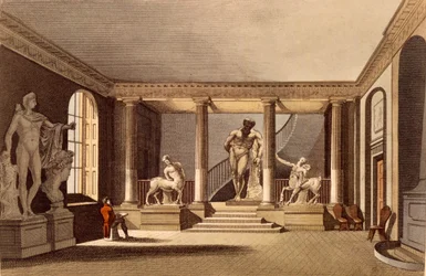 El Salón de la Real Academia, Somerset House, ilustración de Ackermanns Repository of Arts, publicada en mayo de 1810
