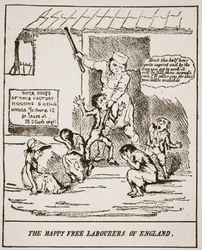 Los felices trabajadores libres de Inglaterra, de una impresión publicada en 1833, ilustración de The Church of England: A History for the People por H.D.M. Spence-Jones