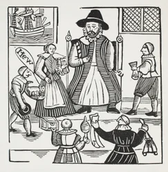 La historia de Sir Richard Whittington, tres veces alcalde de Londres, ilustración de Chap-books del siglo XVIII de John Ashton, pub. 1882
