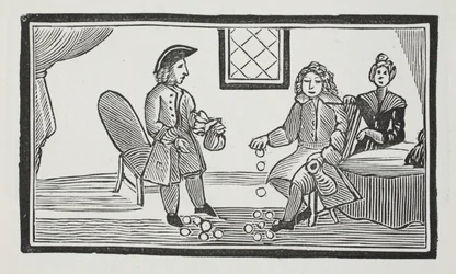 La historia del mendigo ciego de Bethnal Green, ilustración de Chap-books del siglo XVIII de John Ashton, pub. 1882