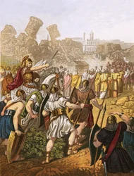 Los israelitas rodeando las murallas de Jericó