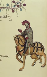 El Caballero, detalle facsímil de Los Cuentos de Canterbury, de Geoffrey Chaucer (c.1342-1400)