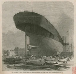 El barco de vapor Leviathan (Gran Eastern); popa y eje para las palas del tornillo