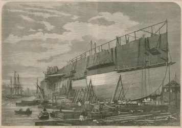 El Leviathan en el astillero de Millwall, Londres, antes del lanzamiento
