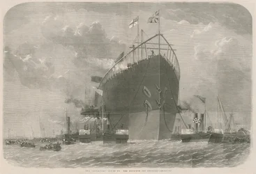 El Leviathan remolcado a sus amarras frente a Deptford