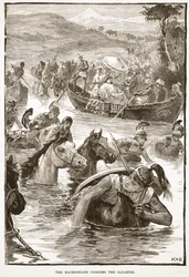 Los macedonios cruzando el Jaxartes