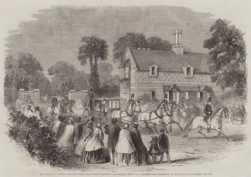 El matrimonio de la princesa Alicia con el príncipe Luis de Hesse Darmstadt, salida de sus altezas reales de Osborne hacia St Clare, la residencia del coronel Harcourt