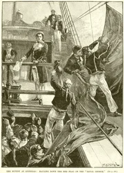 El motín en Spithead: Arriando la bandera roja en el Royal George