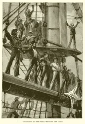 El motín en el Nore: tripulación en los mástiles