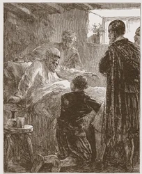 El último sermón de los viejos Covenanters, ilustración de La Historia del Protestantismo de James Aitken Wylie, pub. 1878