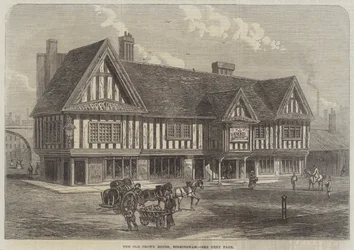 La antigua Casa de la Corona, Birmingham (grabado)