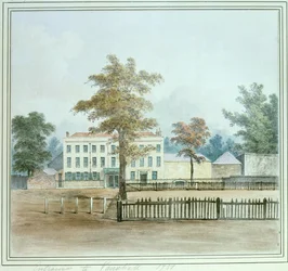La casa vieja y la entrada a los Jardines de Vauxhall, 1751