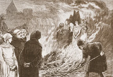 Los mártires de Orleans, ilustración de "The History of Protestantism" de James Aitken Wylie (1808-1890), pub. 1878 (grabado)