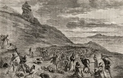 La persecución y masacre de los cristianos en la isla de Madagascar en 1849, c. 1865