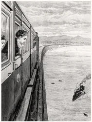 El regreso de la Reina de las Tierras Altas; Su Majestad cruzando el Puente Tay, Dundee