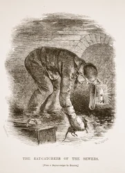 Los cazadores de ratas de las alcantarillas, ilustración de London Labour and London Poor de Henry Mayhew, pub. 1862