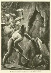 Los restos de Howel Sele descubiertos en el roble de Nannau (grabado)