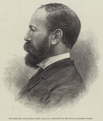El muy honorable Sir Charles Dilke, baronet, MP, presidente de la Junta de Gobierno Local (grabado)