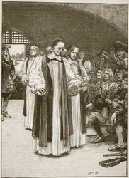 Los Siete Obispos entrando en la Torre, ilustración de Cassells Illustrated History of England
