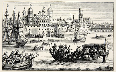 Los Siete Obispos yendo a la Torre, abril de 1688