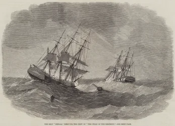 El barco "Bengal" rescatando a la tripulación de "El Niño del Regimiento" (grabado)