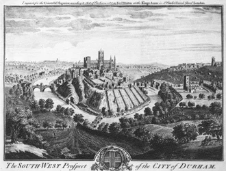 La Perspectiva Suroeste de la Ciudad de Durham, circa 1600