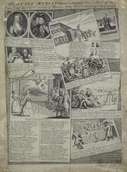 El Popurrí del Escenario representando el gusto educado de la ciudad y los méritos incomparables del poeta G., Polly Peachum y el Capitán Macheath, c.1728