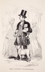 El Vendedor de Perros Callejero, ilustración de London Labour and London Poor por Henry Mayhew, pub. 1862