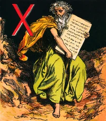 Los Diez Mandamientos (litografía en color)