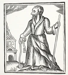 El judío errante, ilustración de Chap-books of the Eighteenth Century por John Ashton, pub. 1882