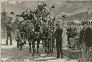 El desfile de caballos de carga del Lunes de Pentecostés en Regents Park; La princesa May presentando las insignias