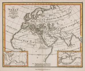 El Mundo conocido por los Antiguos, mostrando la Dispersión y el Supuesto Asentamiento de los Descendientes de Noé