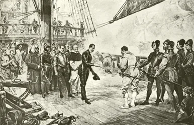 El almirante de la Armada Española se rinde a Drake