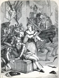 El asesinato de Gustavo III por Jacob Johan Anckarström en un baile de máscaras, Estocolmo, Suecia, 1792