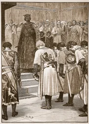 Los barones presentando sus demandas a Enrique, ilustración de Cassells Illustrated History of England