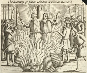 La quema de James Morden y Thomas Bernard (grabado)