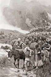El incendio de Sardes durante la Revuelta Jónica de 498 a.C., de la Historia de las Naciones de Hutchinson, pub.1915
