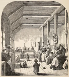 La guardería de convictos en Brixton, ilustración de Las prisiones criminales de Londres y escenas de la vida en prisión de Henry Mayhew y John Binny, pub. 1862