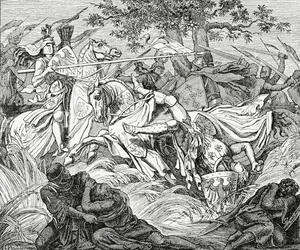 La muerte de Manfredo en la batalla de Benevento, 26 de febrero de 1266