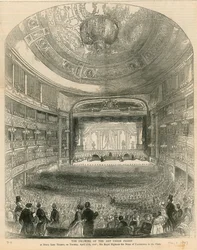 El sorteo de los premios de la Unión de Arte en el Teatro Drury Lane el 27 de abril de 1847