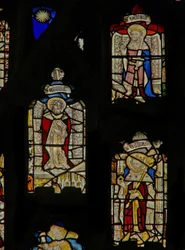 La ventana este que representa a San Osvaldo, San Edmundo y San Eduardo el Confesor