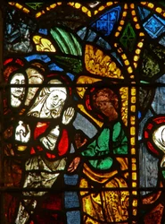 La ventana este que representa a las tres Marías en la tumba de la Resurrección