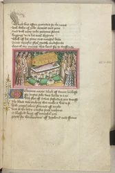El entierro de Edmund en Bury St Edmund, de las "Vidas de SS Edmund y Fremund", de John Lydgate.
