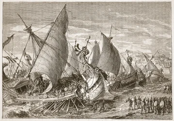 La batalla naval en el puerto de Siracusa