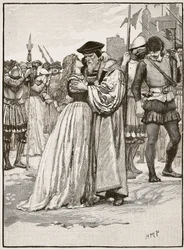 La despedida de Sir Thomas More y su hija, ilustración de Cassells Illustrated History of England