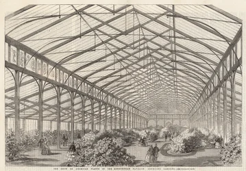 La exhibición de plantas americanas en el Pabellón Ashburham, Cremorne Gardens