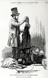 El vendedor callejero de loza intercambiando por ropa vieja, c.1840